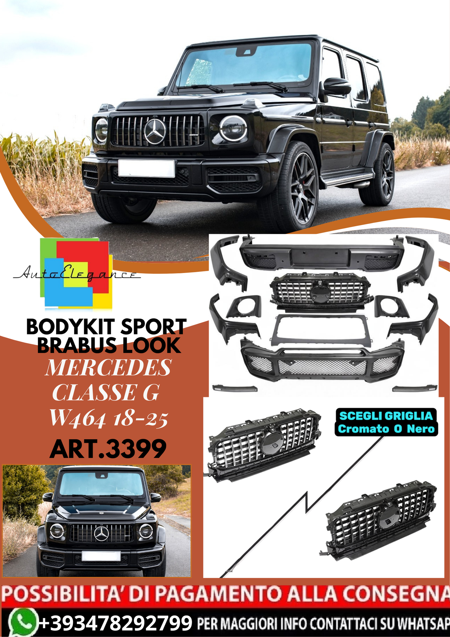 💥ART.3399 BODYKIT SPORT LOOK BRABUS adatto per MERCEDES CLASSE-G W464 18-25💥