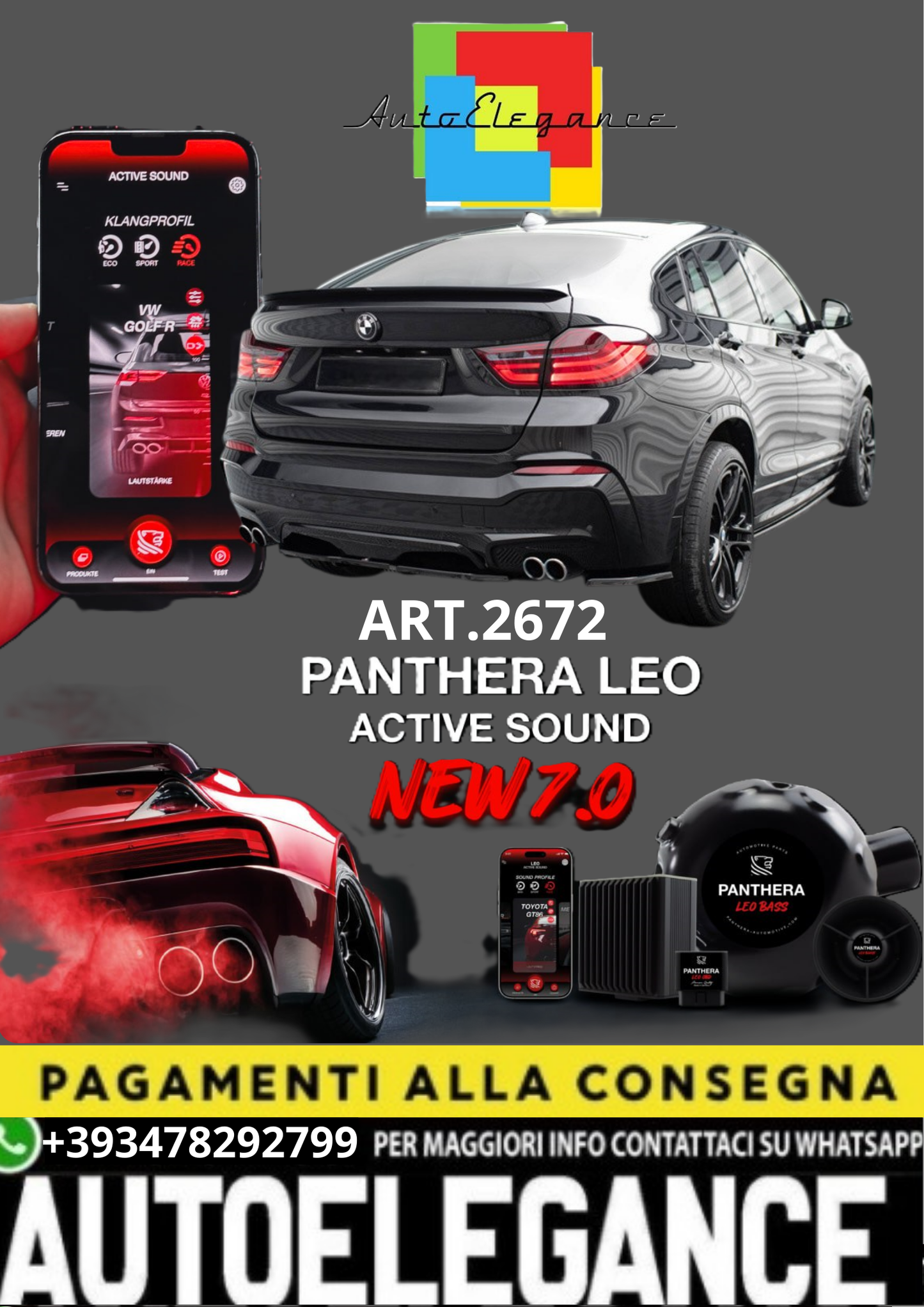 💥💣 ART.2672 PANTHERA SOUND SYSTEM ADATTO PER BMW X4 F26 💣💥