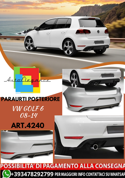 💥ART.4240 Paraurti Posteriore adatto per VW GOLF 6 08-14 LOOK GTI💥