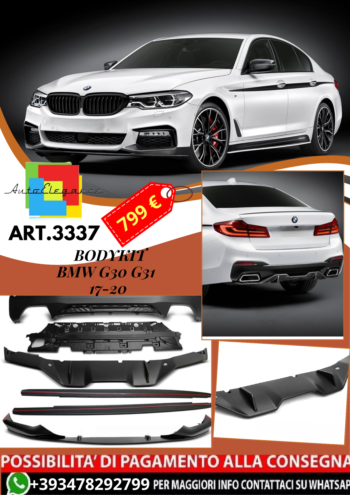 💥ART.3337 BODYKIT SPORT adatto per BMW M5 G30 G31 17-20 💥