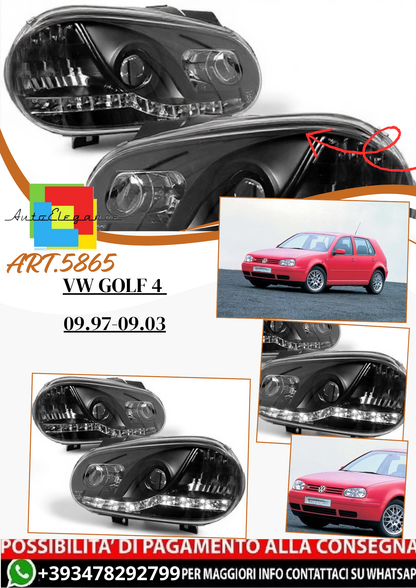 💫ART.5865 Fari anteriori neri adatti per VW GOLF 4 09.97-09.03💫