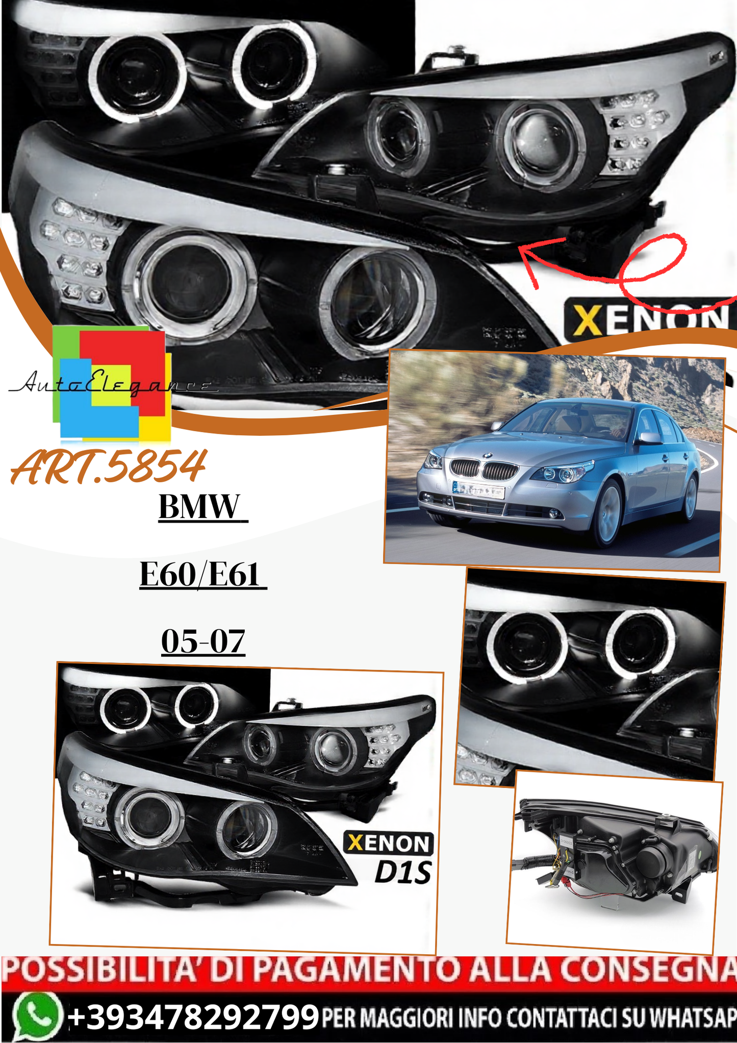 💫ART.5854 Fari anteriori XENON D1S adatti per BMW E60/E61 05-07💫