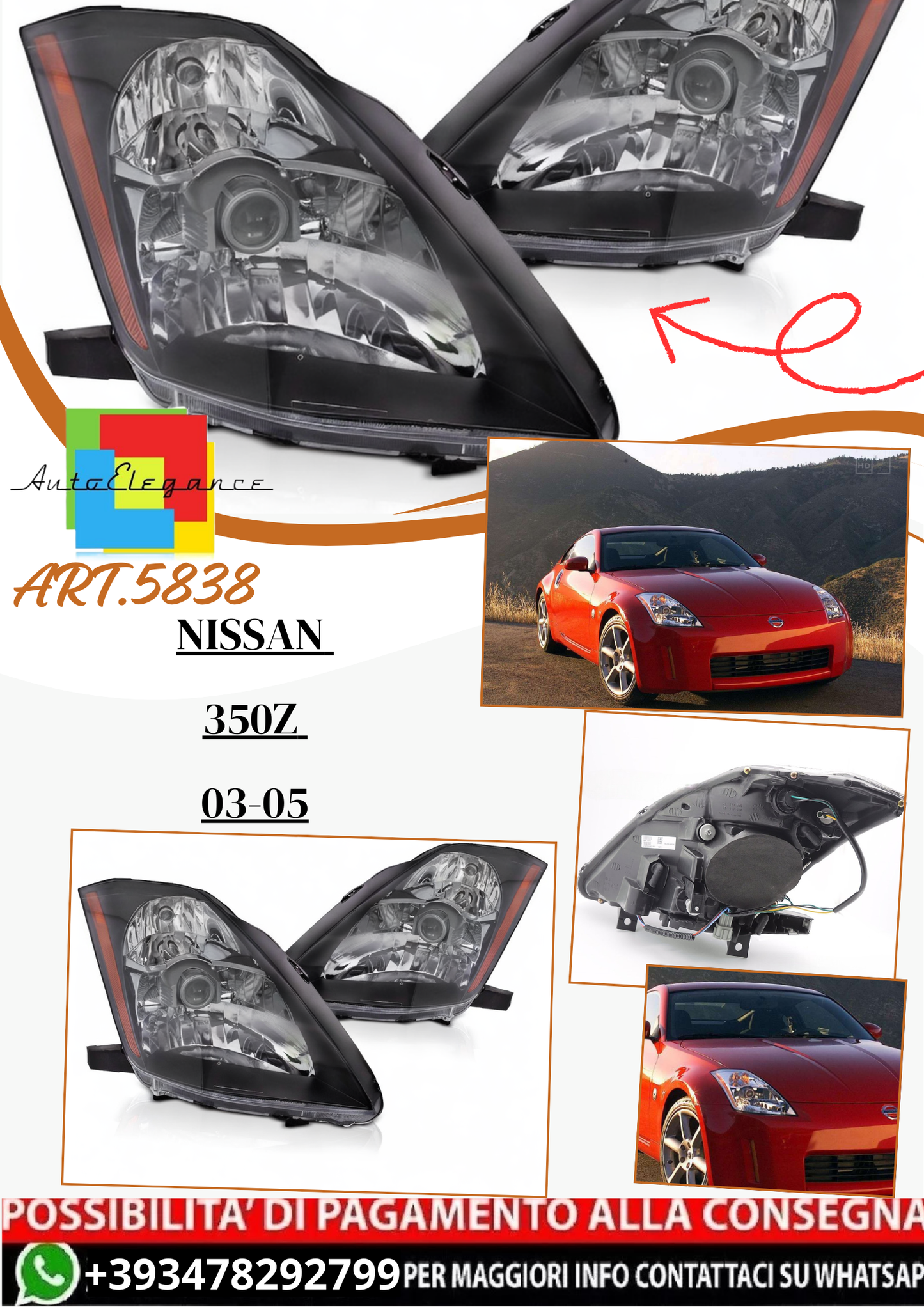 💫ART.5838 Fari anteriori adatto per NISSAN 350Z 03-05💫