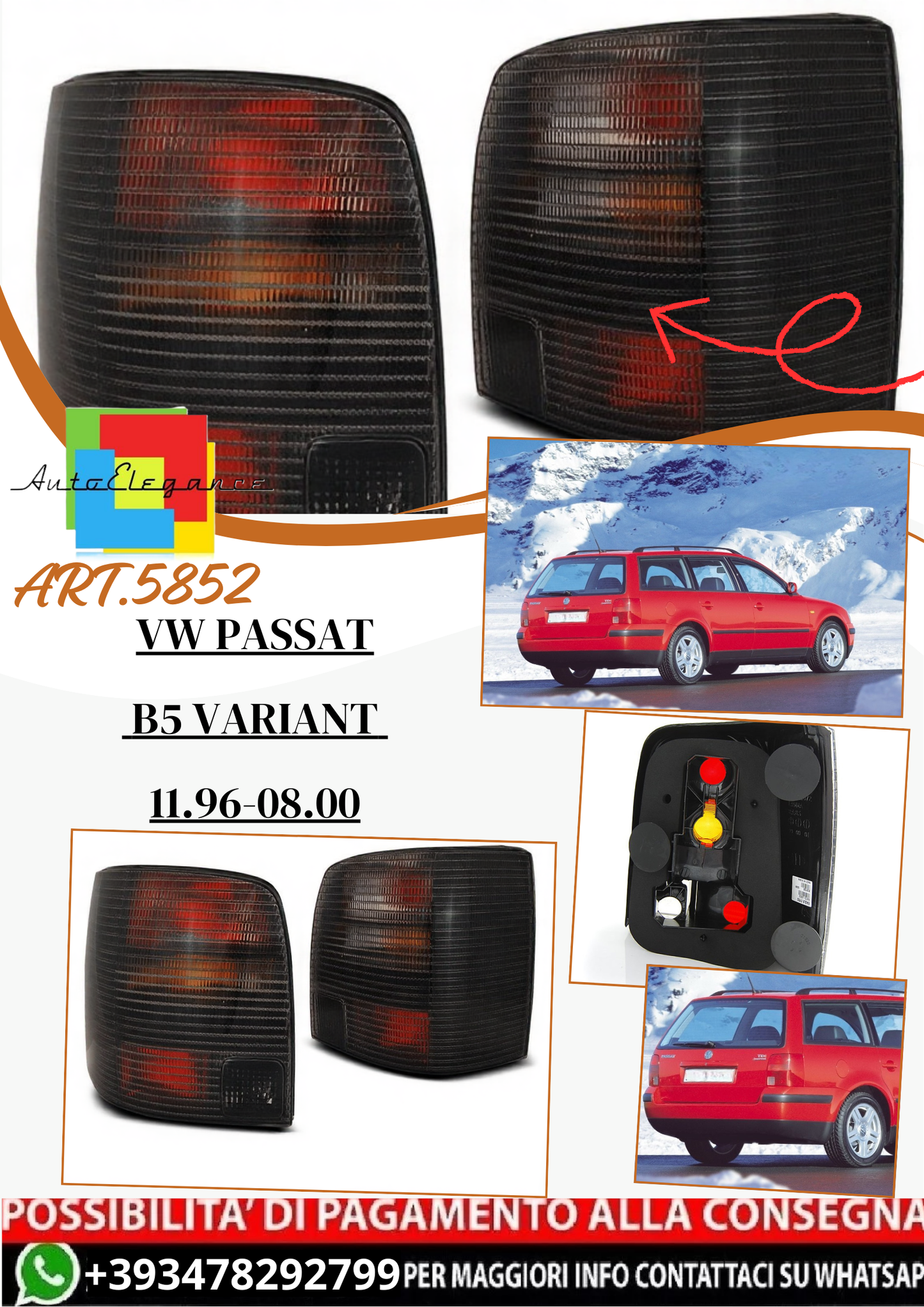 💫ART.5852 Fanali posteriori adatti per VW PASSAT B5 VARIANT 11.96-08.00💫