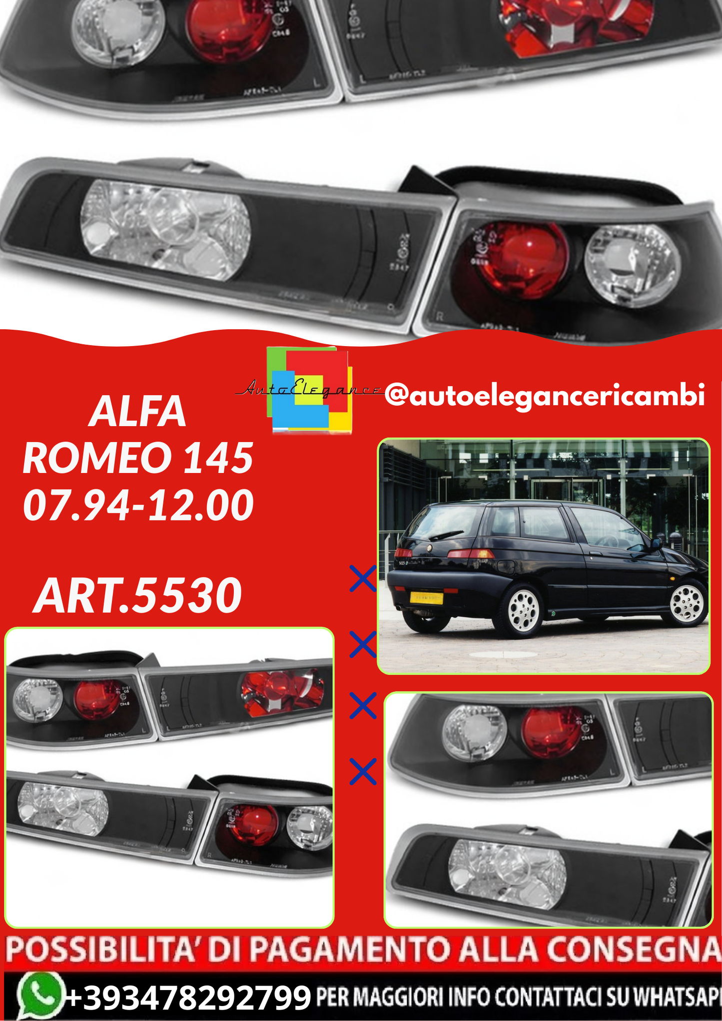 💫ART.5530 FARI POSTERIORE ADATTO PER ALFA ROMEO 145 07.94-12.00💫