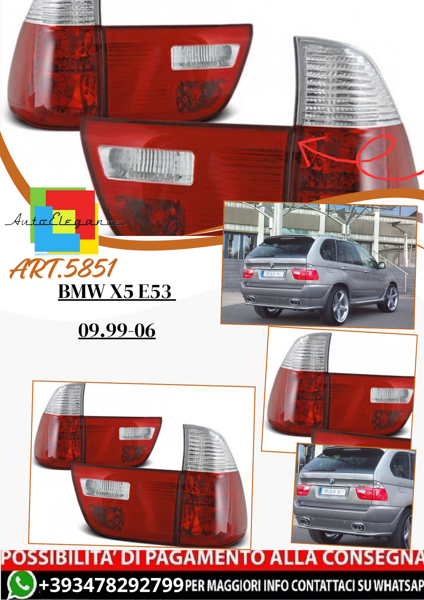 💫ART.5851 Fanali posteriori adatti per BMW X5 E53 09.99–06.06💫