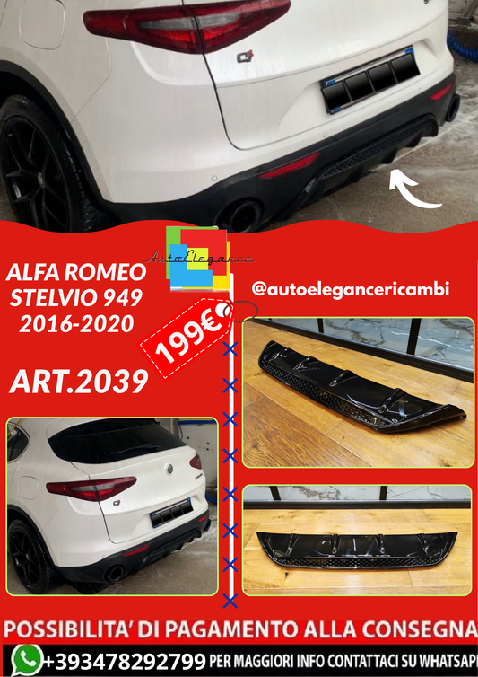 ART.2039 DIFFUSORE ALFA ROMEO STELVIO 949 2016-2020 NERO LUCIDO