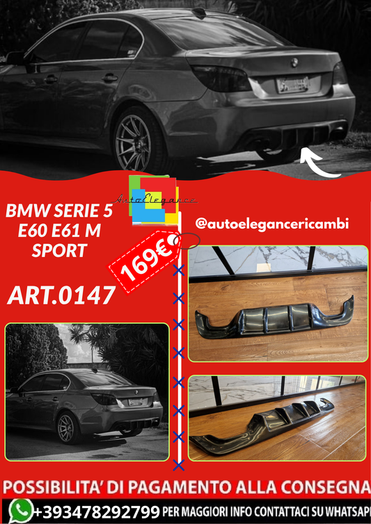 ART.0147  DIFFUSORE BMW SERIE 5 E60 E61 M SPORT 2003-2010 NERO LUCIDO