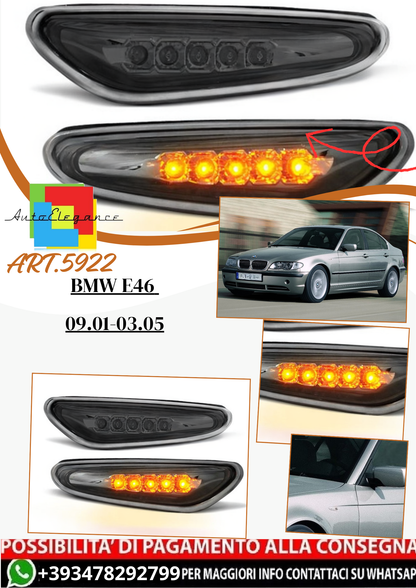 💫 ART.5922 Indicatori laterali LED fumé adatti per BMW E46 09.01–03.05 💫