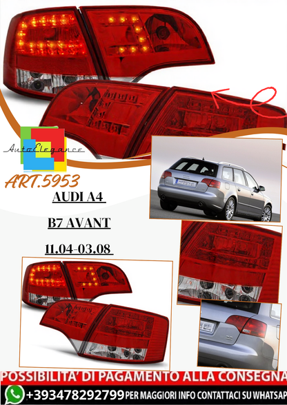 💫ART.5953 Fanali posteriori LED rosso/bianco adatti per Audi A4 B7 Avant 11.2004–03.2008💫