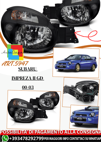 💫 ART.5947 Fari anteriori neri adatti per Subaru Impreza II GD 2000–2003 💫