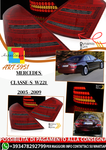 💫 ART.5951 Fanali posteriori LED rosso fumé con frecce dinamiche adatti per Mercedes S W221 2005–2009 💫