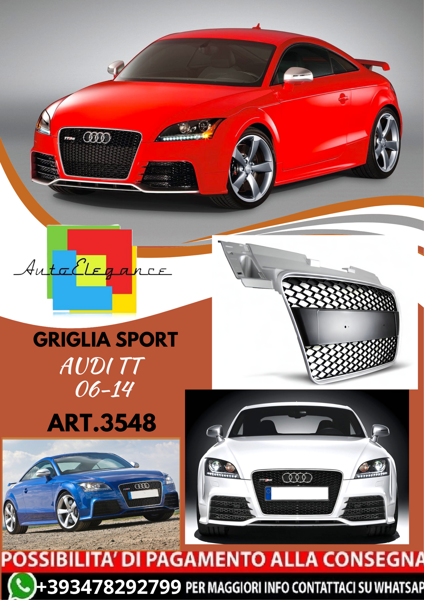 💥ART.3548 GRIGLIA SPORT adatto per AUDI TT 06-14💥