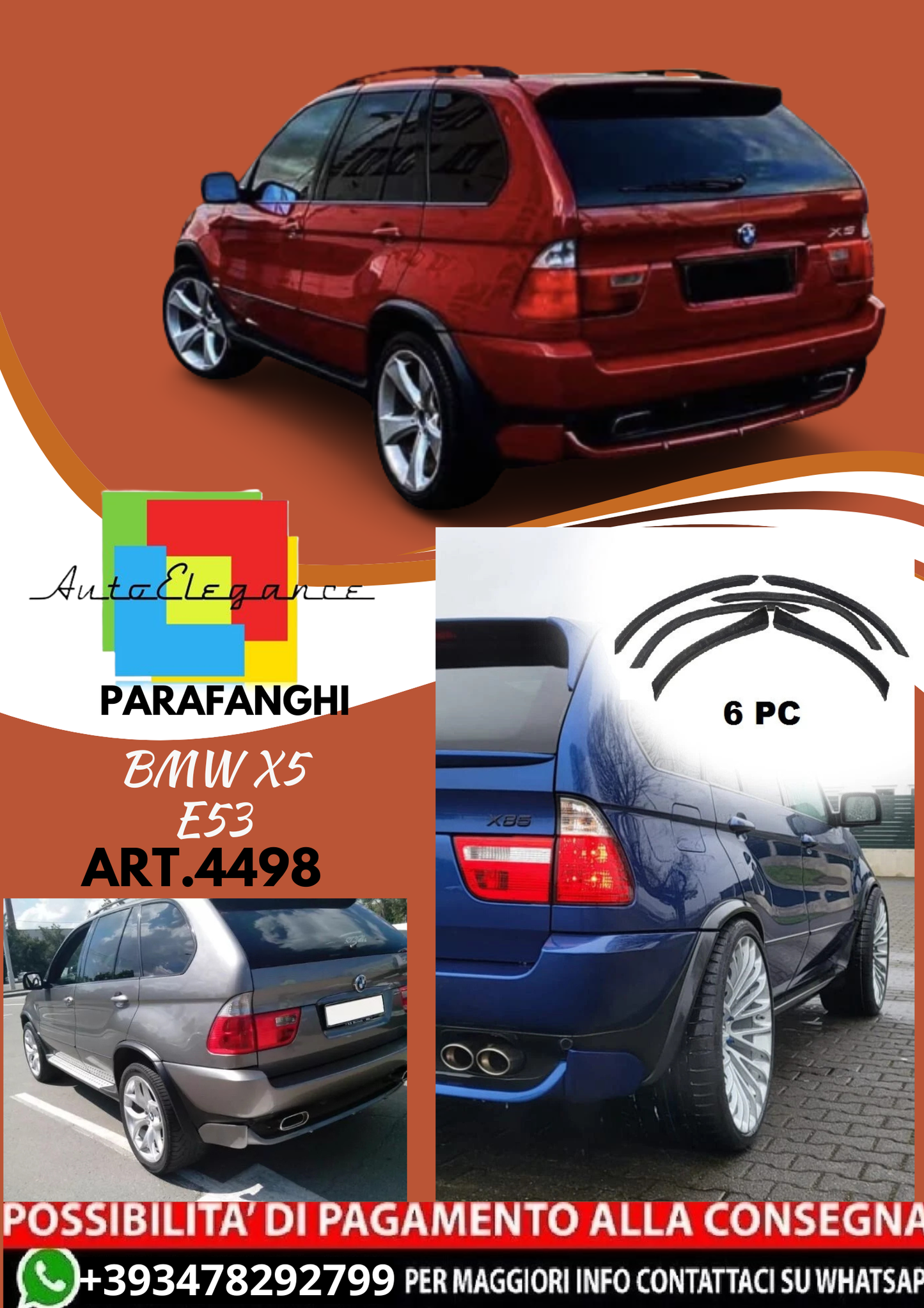 💥ART.4498 Parafanghi adatto per BMW X5 E53 99-03💥