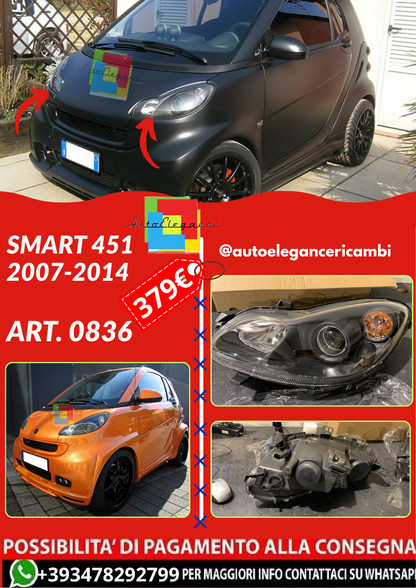ART. 0836 FARI ANTERIORI SMART 451 2007-2014 NERI
