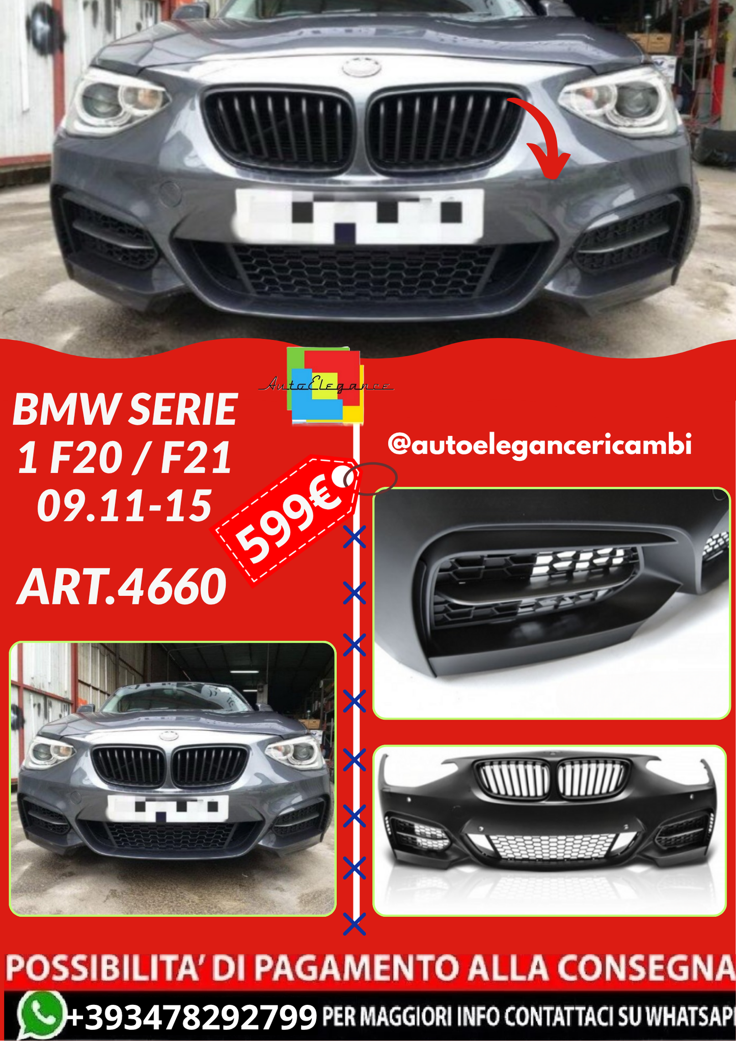 ART.4660 PARAURTI ANTERIORI BMW SERIE 1 F20 / F21 09.11-15