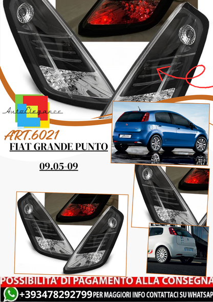 💫 ART.6021 Fari anteriori LED neri adatti per Fiat Grande Punto 09.2005–2009 💫