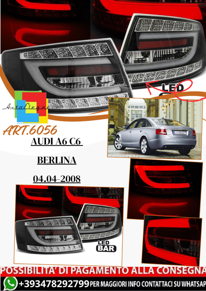 💫 ART.6056 Fanali posteriori LED neri adatti per Audi A6 C6 Berlina 2004–2008 (7 Pin) 💫