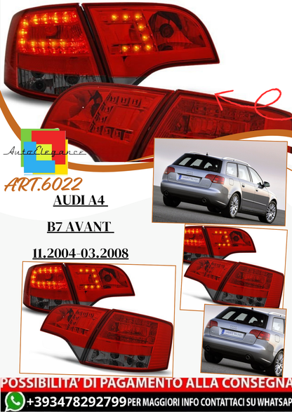 💫 ART.6022 Fanali posteriori LED rosso/fumé adatti per Audi A4 B7 Avant 11.2004–03.2008 💫