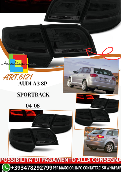 💫 ART.6121 Fanali posteriori LED fumé adatti per Audi A3 8P Sportback 2004–2008 💫