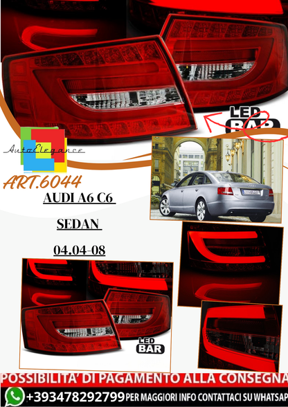 💫ART.6044 Fanali posteriori LED rosso/bianco adatti per Audi A6 C6 Berlina 04.2004–2008 6PIN💫