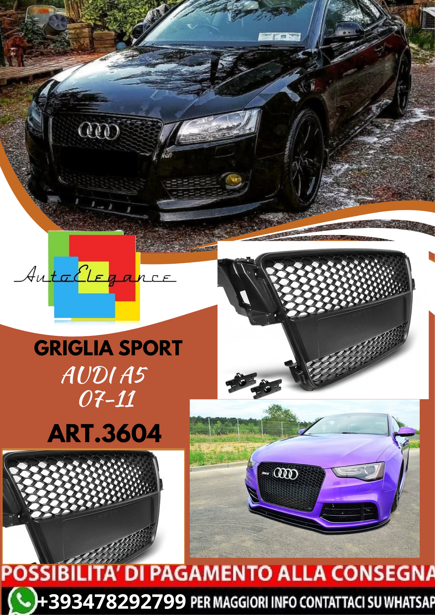💥ART.3604 GRIGLIA SPORT adatto per AUDI A5 07-11💥