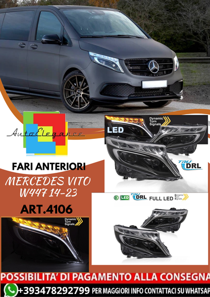 💥ART.4106 Fari Anteriori Full LED Nero adatto per MERCEDES V-Class / Vito W447 14-23💥
