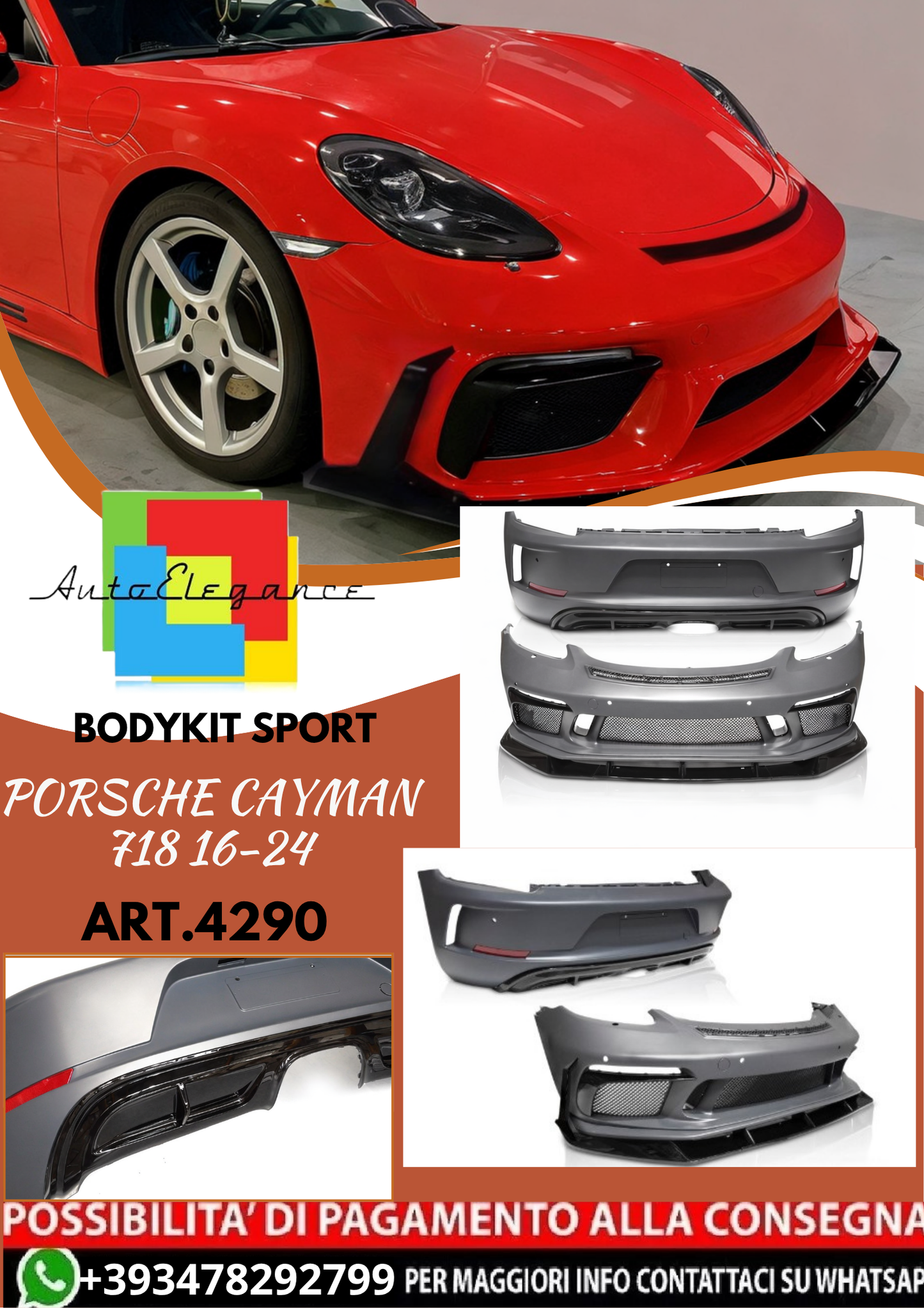 💥ART.4290 Bodykit Sport adatto per PORSCHE CAYMAN 718 16-24 LOOK GT💥