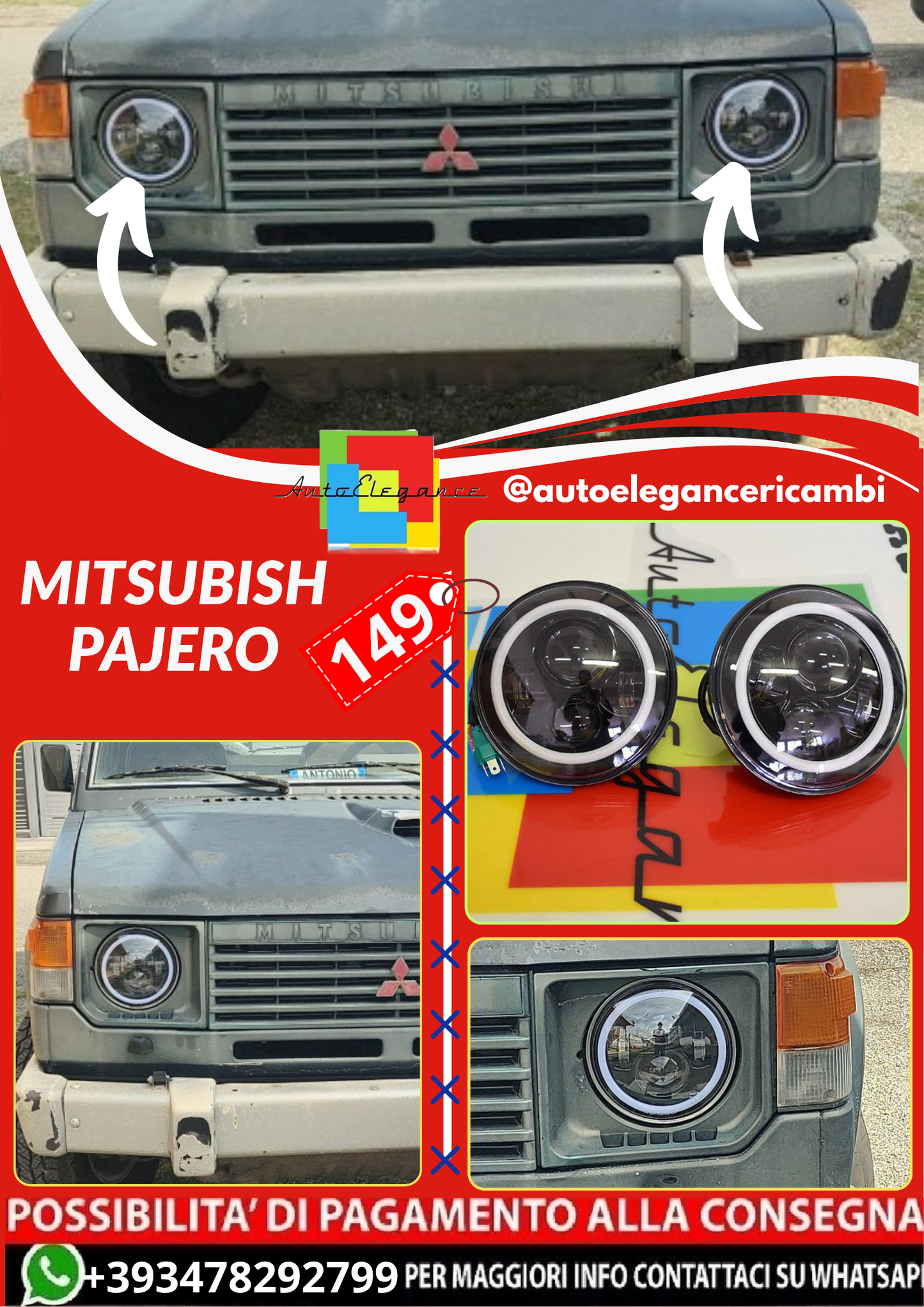ART. 0030 FARI TONDI ANTERIORI DRL 7  MITSUBISH PAJERO