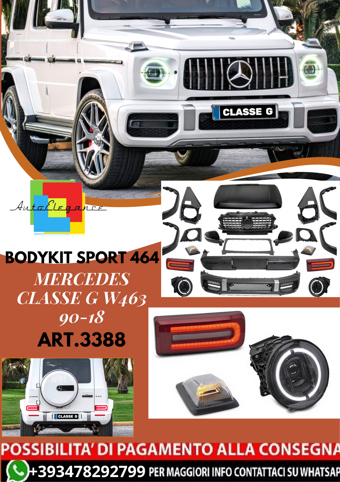 💥ART.3388 BODYKIT SPORT 464 adatto per MERCEDES CLASSE G W463 90-18💥