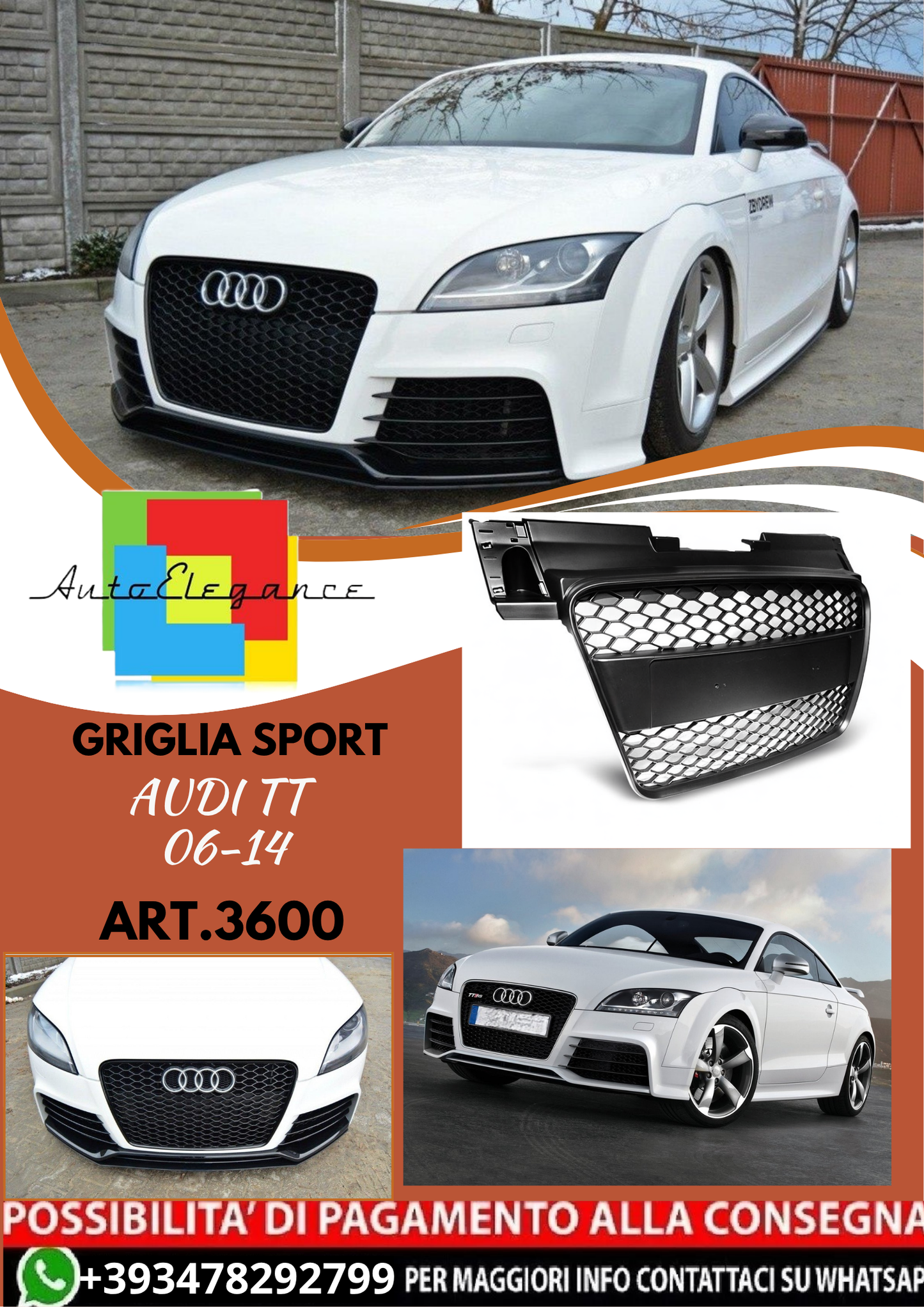 💥ART.3600 GRIGLIA SPORT adatto per AUDI TT 06-14💥