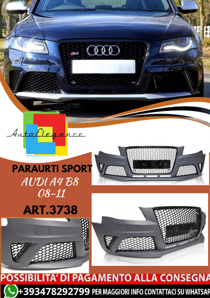 💥ART.3738 PARAURTI ANTERIORE SPORT adatto per AUDI A4 B8 08-11💥