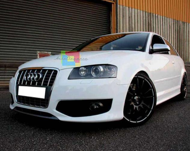 💎PARAURTI ANTERIORE ADATTO PER AUDI A3 8P 03-08 NERO CROMO💎