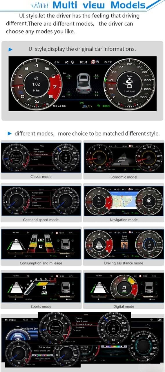 Strumento di Visualizzazione del Cruscotto Digitale per Auto LCD Cluster  Tachimetro Dash Monitor di Ricambio per Convertible F57 2014-2023 :  : Auto e Moto