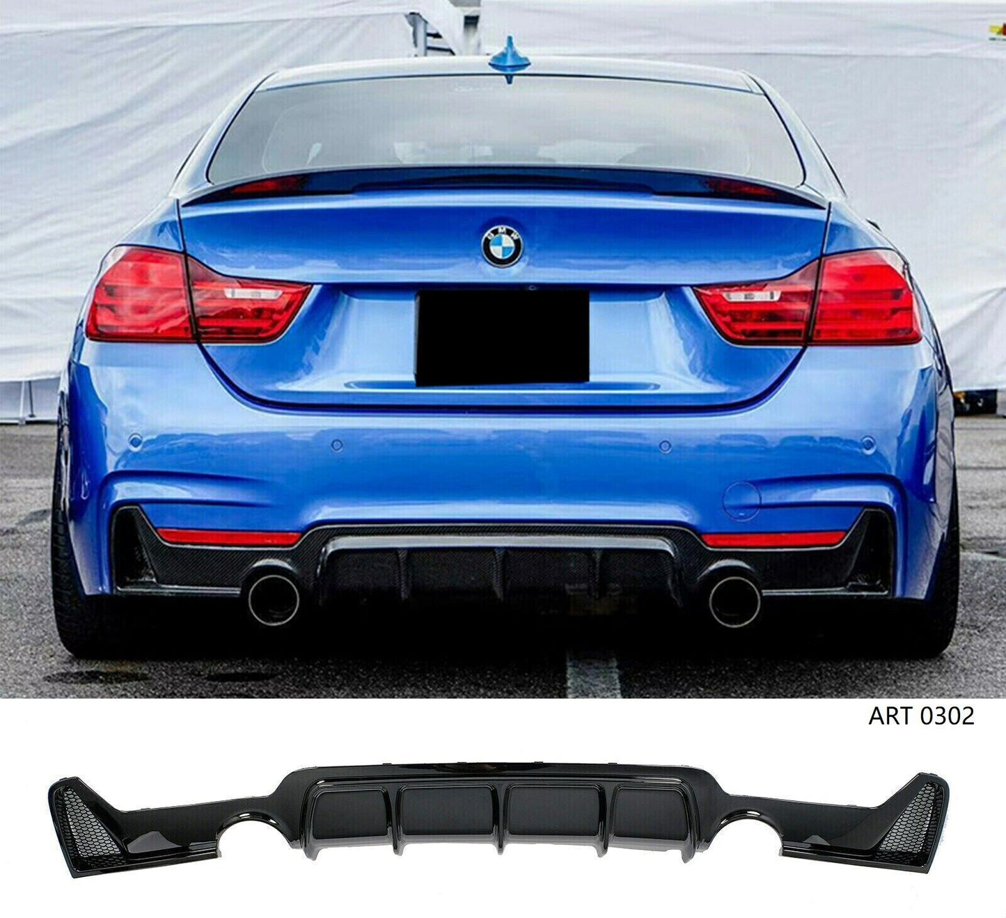 DIFFUSORE PER BMW SERIE 4 F32 F33 F36 SOTTO PARAURTI POSTERE ABS NERO LUCIDO