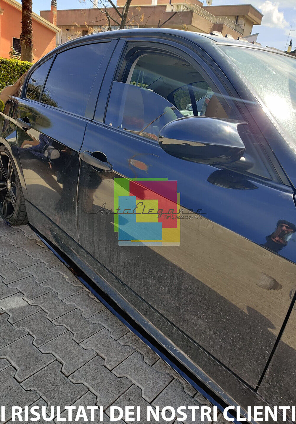 BMW SERIE 3 E90 E91 2004-2011 FLAPS SOTTO MINIGONNE ABS NERO LUCIDO SPLITTER