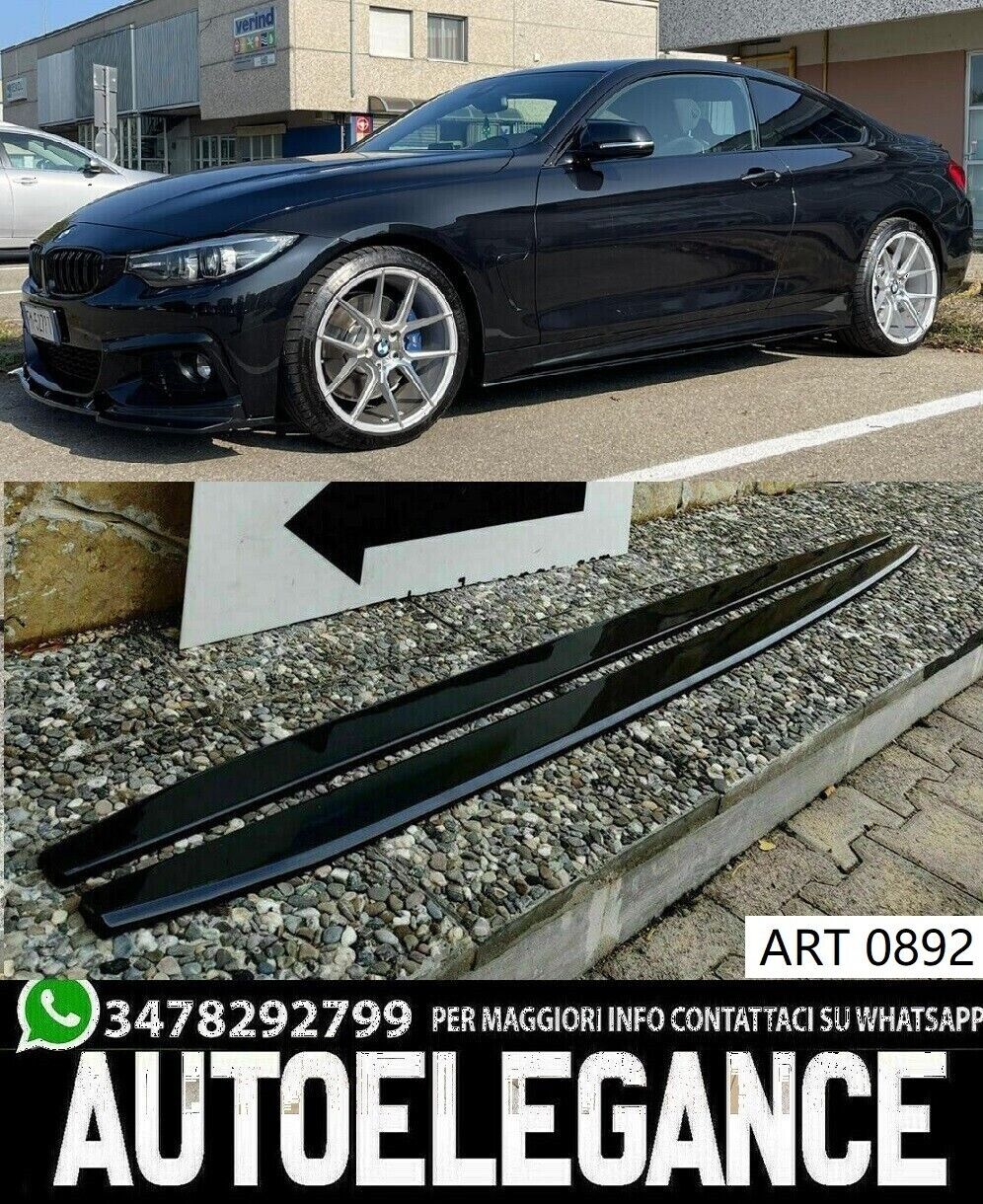 BMW SERIE 4 F32 F33 F36 FLAPS SOTTO MINIGONNE LATERALI ABS NERO LUCIDO LAME
