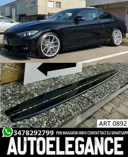 BMW SERIE 4 F32 F33 F36 FLAPS SOTTO MINIGONNE LATERALI ABS NERO LUCIDO LAME