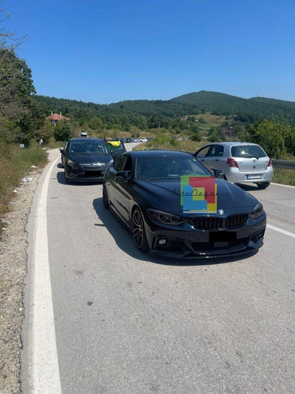 BMW 4 SERIES F32 F33 F36 FRONT SPOILER UNDER BUMPER M SPORT GLOSS BLACK 