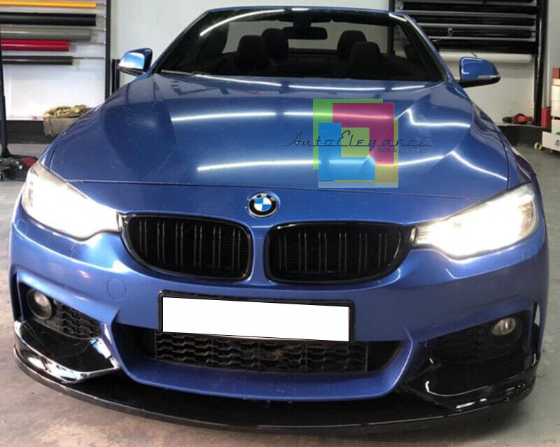 BMW 4 SERIES F32 F33 F36 FRONT SPOILER UNDER BUMPER M SPORT GLOSS BLACK 