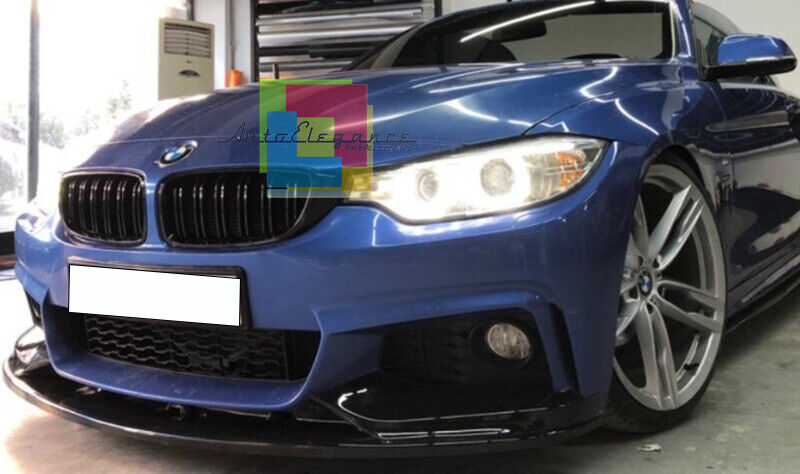 BMW 4 SERIES F32 F33 F36 FRONT SPOILER UNDER BUMPER M SPORT GLOSS BLACK 