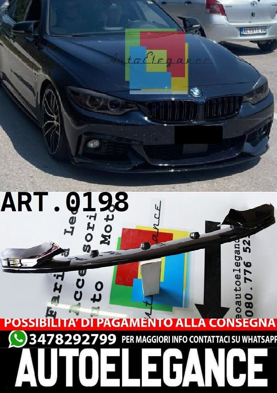 SPOILER ANTERIORE SOTTO PARAURTI M PERFORMANCE PER BMW SERIE 4 2013+ IN ABS