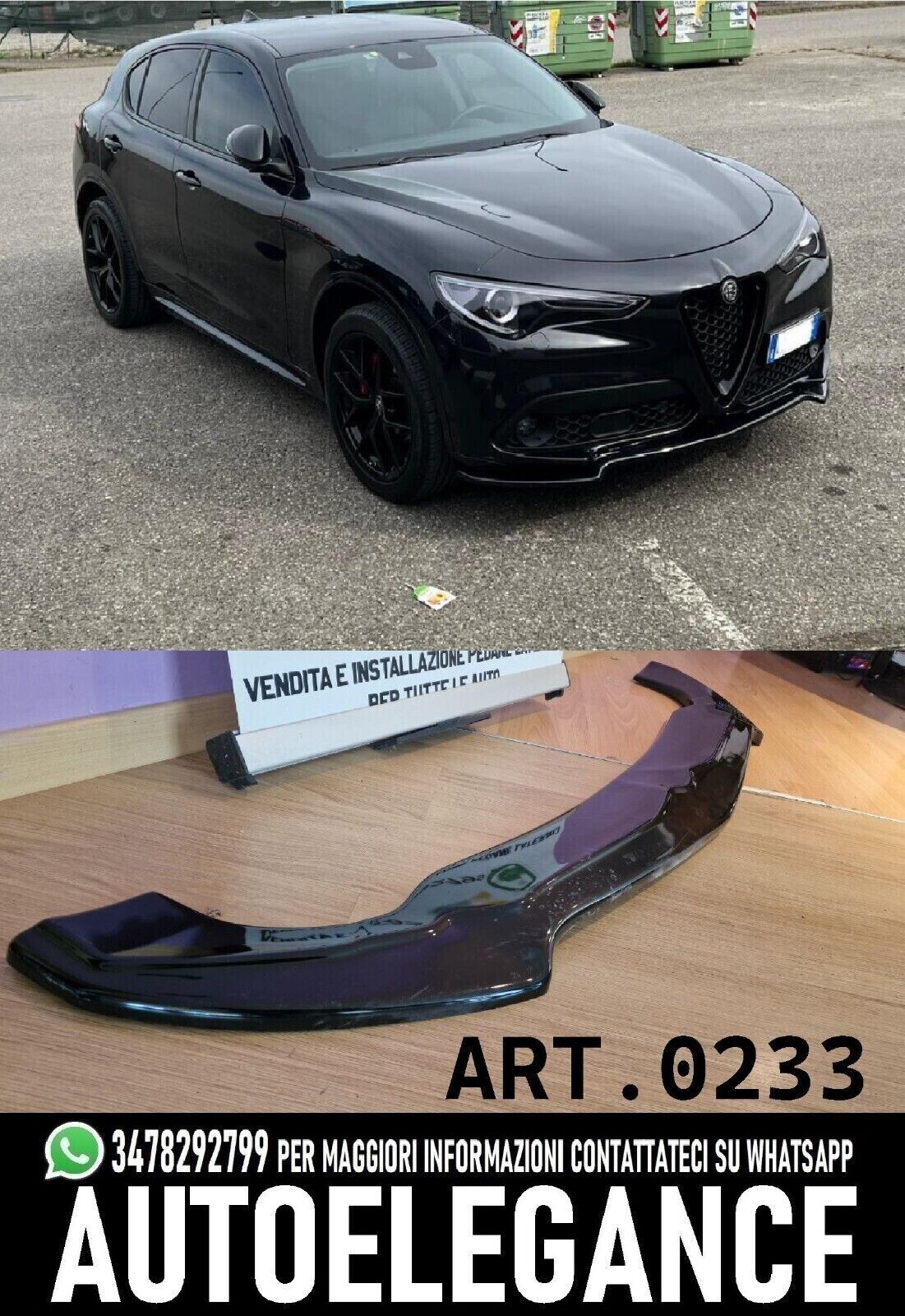 FRONT BUMPER SPLITTER SUITABLE FOR ALFA ROMEO STELVIO GLOSSY BLACK RS LOOK 