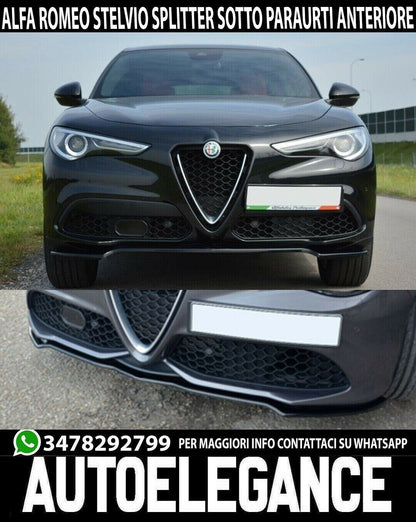 FRONT BUMPER SPLITTER SUITABLE FOR ALFA ROMEO STELVIO GLOSSY BLACK RS LOOK 