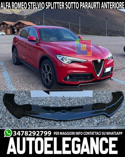 FRONT BUMPER SPLITTER SUITABLE FOR ALFA ROMEO STELVIO GLOSSY BLACK RS LOOK 
