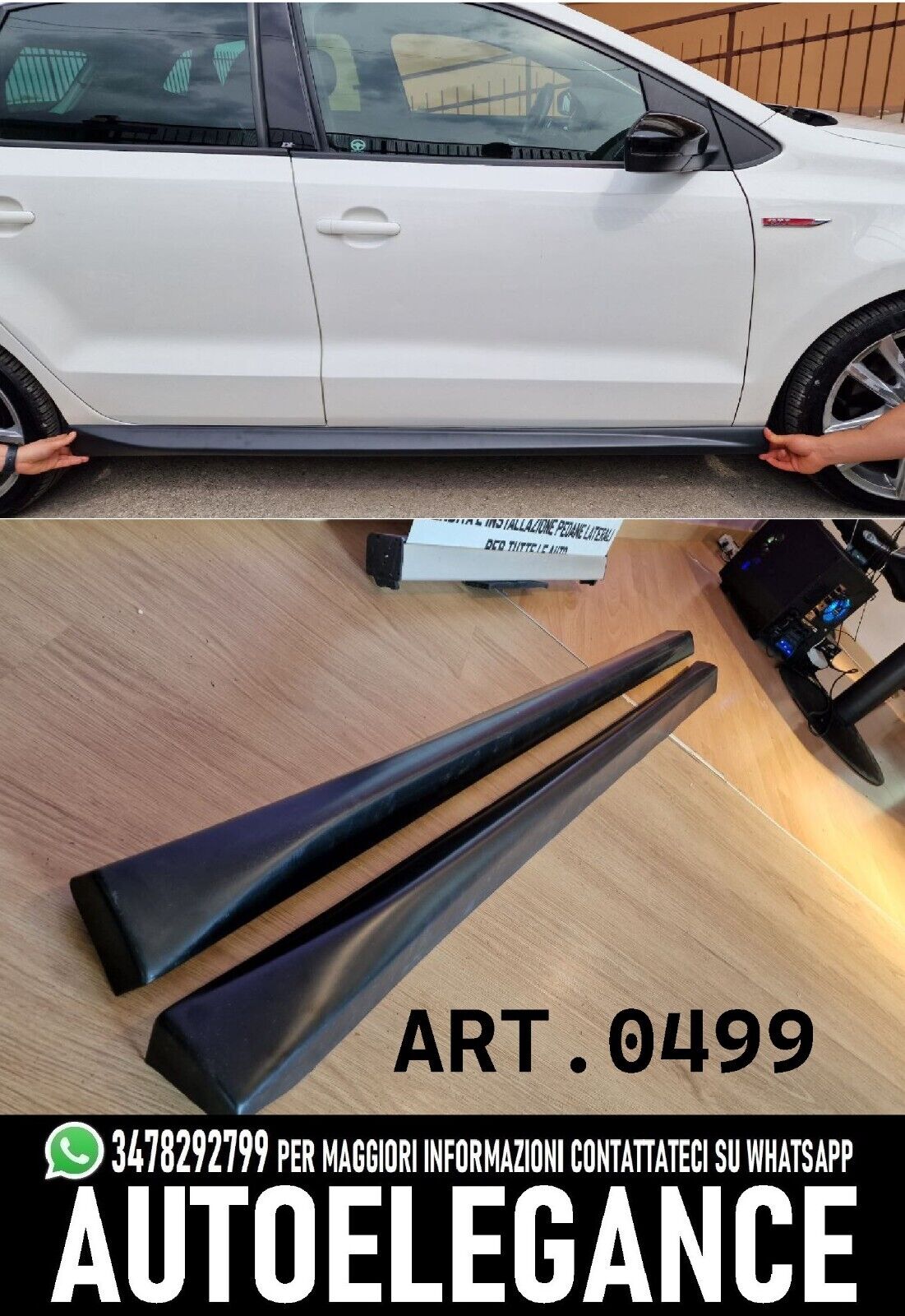MINIGONNE IN ABS ADATTE PER VW POLO 6R GTI SPECIFICHE 09-17 LOOK SPORTIVO 0499