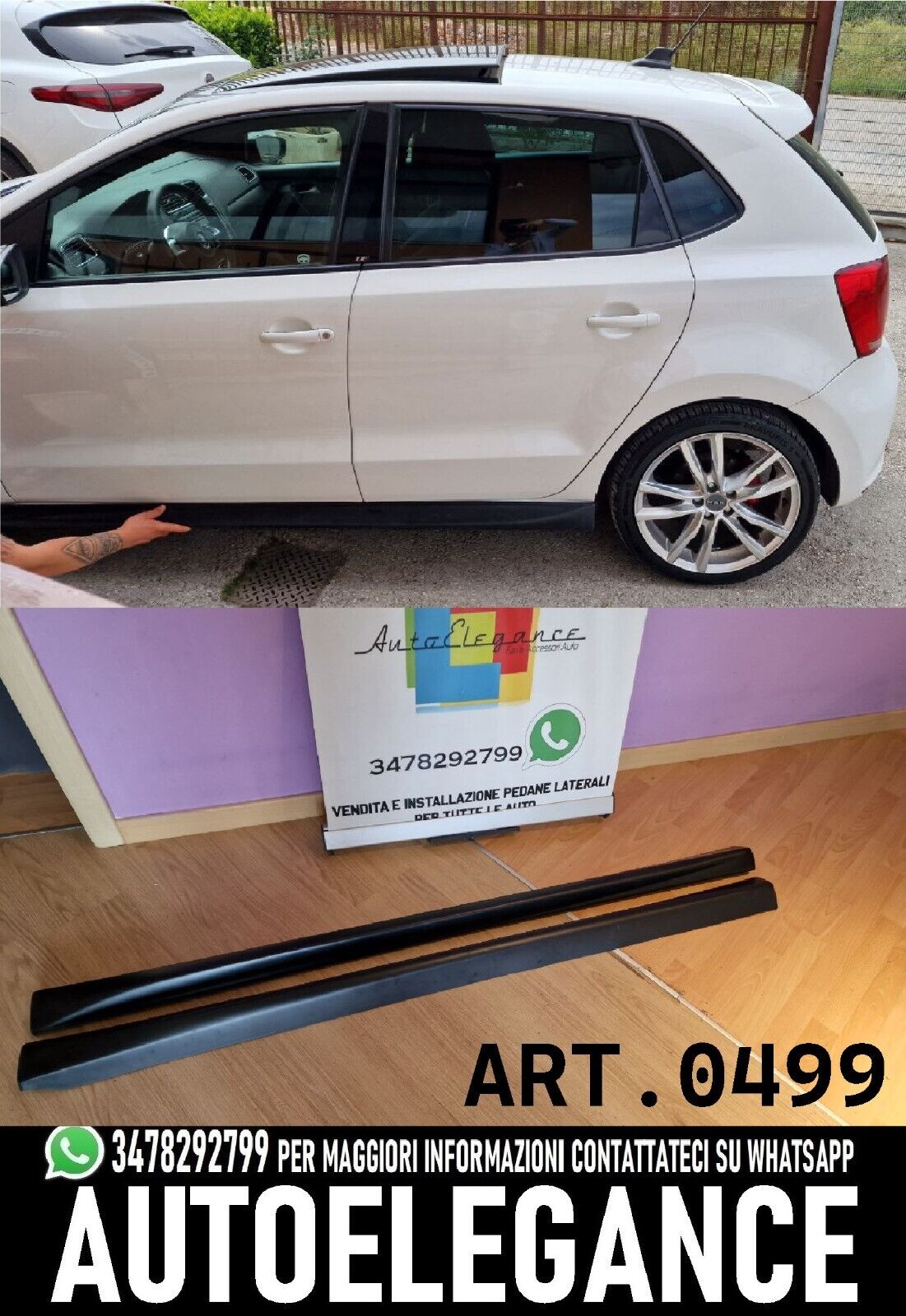 MINIGONNE IN ABS ADATTE PER VW POLO 6R SPECIFICHE 09-17 LOOK SPORTIVO 0499