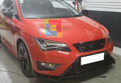 SEAT LEON 5F SPOILER FR SOTTO PARAURTI ANTERIORE ABS NERO LUCIDO SPLITTER LAMA .