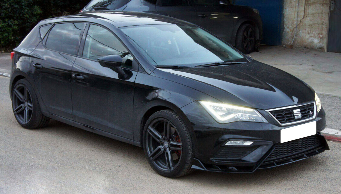 SEAT LEON 5F SPOILER FR SOTTO PARAURTI ANTERIORE ABS NERO LUCIDO SPLITTER LAMA .