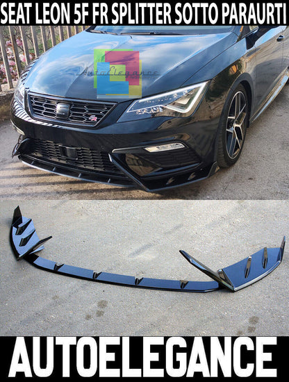 SEAT LEON 5F SPOILER FR SOTTO PARAURTI ANTERIORE ABS NERO LUCIDO SPLITTER ..-